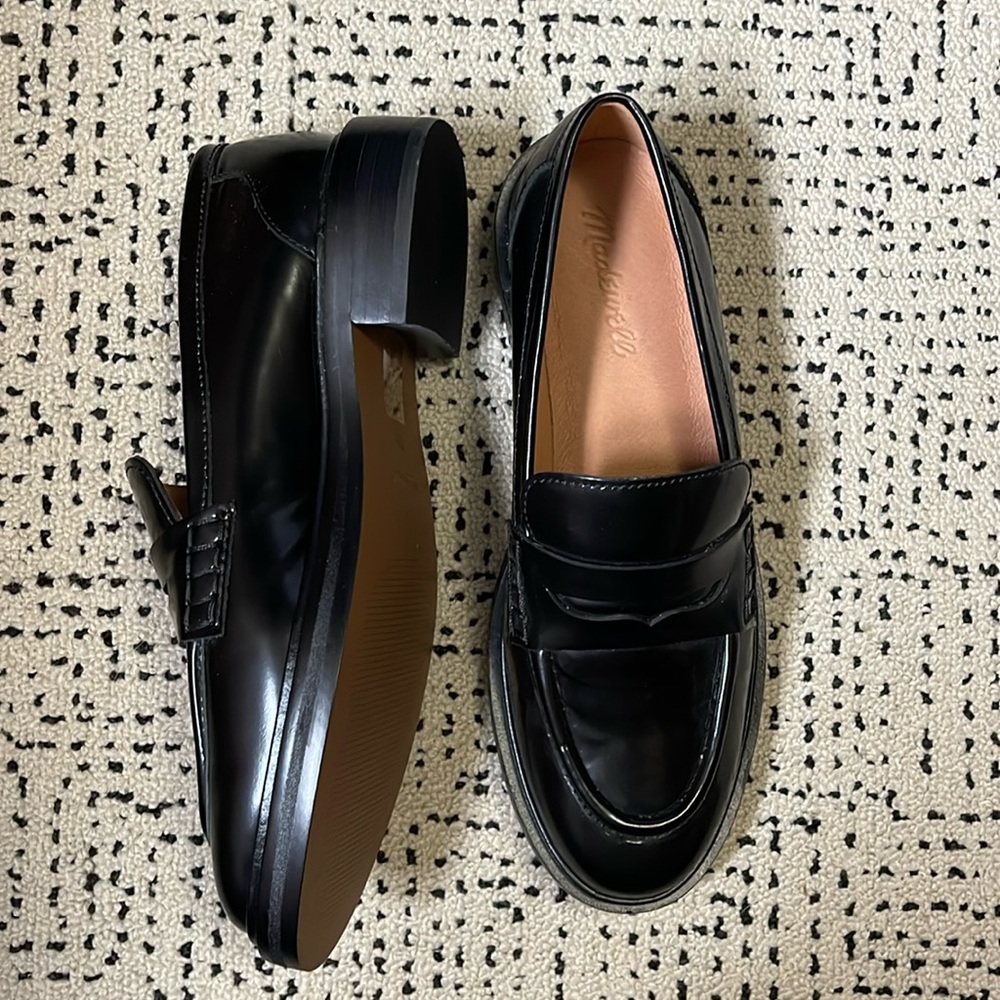 Madewell Black Patent Leather Penny Loafers